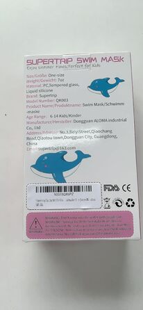 Дитяча маска для плавання та снорклінгу Supertrip, 6-14 років, скло, рожево-блакитна