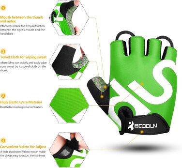 Велосипедні рукавички для чоловіків Daen Soer - рукавички напівпальці для гірського велосипеда, шосе, даунхілу, повсякденного використання (зелені, розмір M)