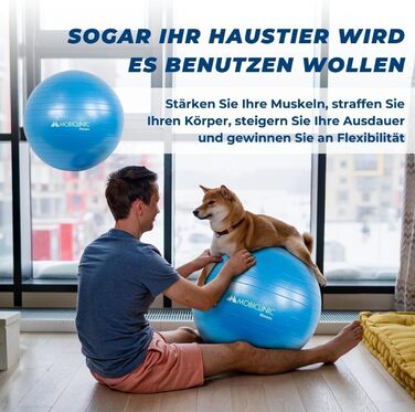 Фітнес-м'яч Mobiclinic Gymnastikball 58 см, синій - для тренувань, з насосом