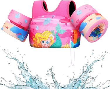 Надувні рукавики для плавання HeySplash для дітей 14-30 кг, рожеві, з веретеноподібним м'ячем та свистком
