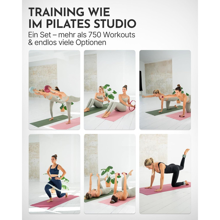 Набір для пілатесу Neolymp для дому: м'яч, кільце, гантелі, стрічки, E-book - повний комплект аксесуарів для пілатесу