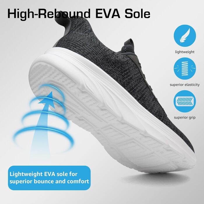 Сліпони чоловічі DimaiGlobal - спортивні кросівки без шнурівків, дихаючі, для занять спортом та відпочинку (43 EU, темно-сірий)