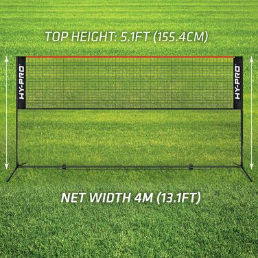Регульована сітка Hy-Pro для бадмінтону, тенісу, піклболу та волейболу – 1,9 м висота, 3/4 м ширина, легка, з сумкою