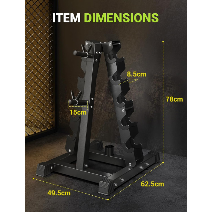 Стойка для гантелей Dripex на 3/5 рівнів, регульована, до 500 кг, сумісна з гантелями, гирями та штангами