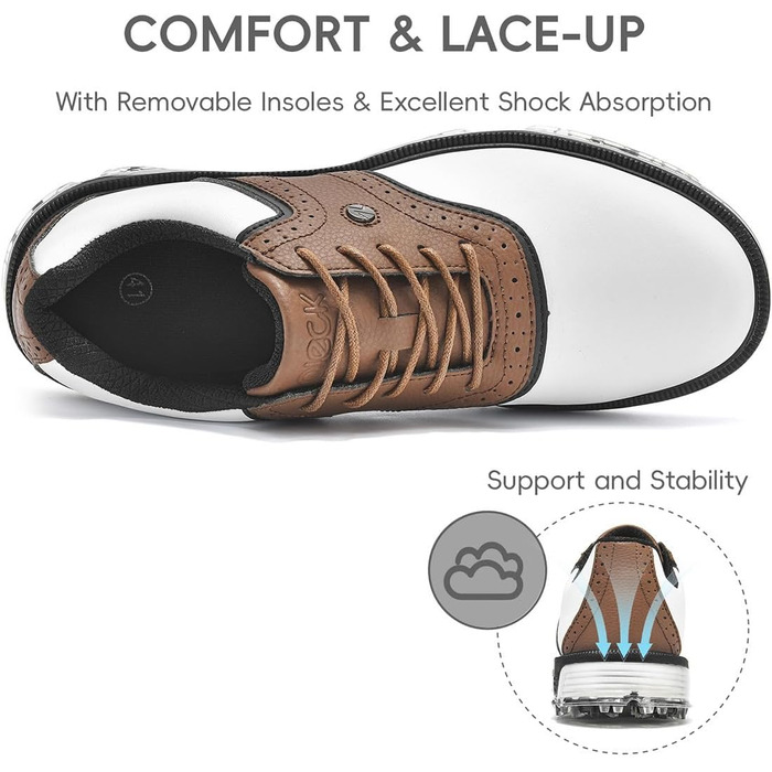 Гольф-взуття чоловіче ULTIANT водонепроникне, без шипів, класичне, зручне, коричневе, 42 EU