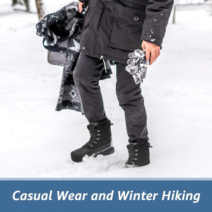 Черевики зимові Kelway для чоловіків, водонепроникні. Зимове взуття, чоботи для снігу, Outdoor, для походів, роботи, кемпінгу (Чорний, 45 EU)