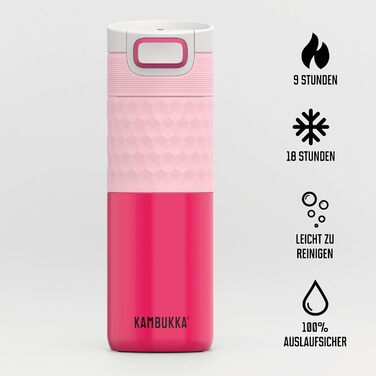 Термочашка Kambukka Etna Diva Pink 500 мл – ізольована кавова чашка із нержавіючої сталі, не протікає, зберігає тепло 9 годин, холод 18 годин, для подорожей та кави
