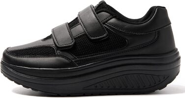 Жіночі кросівки JOMIX на липучці: спортивні, на платформі, для бігу, зручні, з антиковзкою підошвою, для фітнесу, тренувань, прогулянок (36 EU, чорний)