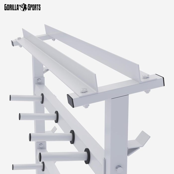 Стійка для гантелей GORILLA SPORTS, 3-рівнева, 30 мм, до 400 кг, сталева, чорна/біла/срібляста – стійка для гантелей і дисків, підставка для штанг