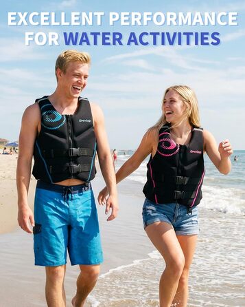 Owntop Жилет рятувальний для дорослих | Легкий неопреновий жилет | Складаний засіб плавучості з подвійними страховими ременями | Жилетка для водних видів спорту, каякінгу, риболовлі, веслування (Рожевий, L)