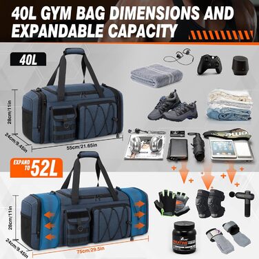 Спортивна сумка RAINSMORE 40L, водонепроникна, з відділенням для взуття, для чоловіків та жінок, для фітнесу, плавання, подорожей