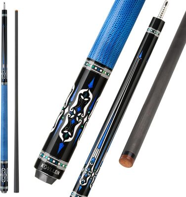 KONLLEN Billardqueue з карбону, 58 дюймів: професійний більярдний кий для дорослих, повна карбонова технологія, низький опір, наконечник 12,5 мм (Pro Taper, ультрагладкий) (AMG-2F-Blue)