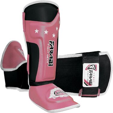 Дитячі щитки Farabi Sports для кікбоксингу та MMA, захист гомілки та стопи, рожеві, для тренувань і спарингів