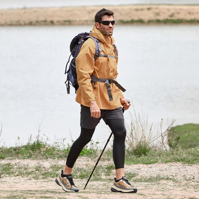 Черевики для трекінгу FitVille з широкою колодкою для чоловіків, Slip-On, Outdoor, з захистом стопи, дихаючі, для трейлу, з гнучкою застібкою, розмір 40-50, 44 EU, широка колодка, сірий колір