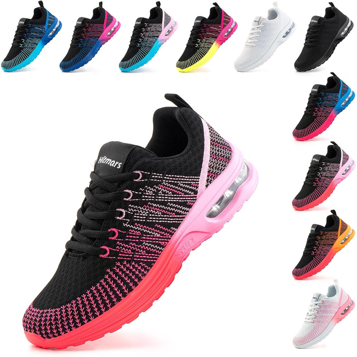 Жіночі кросівки для бігу Hitmars: спортивні, дихаючі, з амортизацією, антиковзкі, легкі, для вулиці, фітнесу, ходьби, рожеві та червоні, розмір EU 36-42