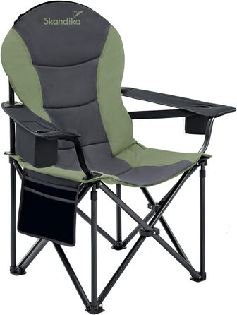 Крісло для кемпінгу Skandika Relax Comfort: розкладне, з підстаканником та охолоджувальним відділенням, до 160 кг, зелено-сіре
