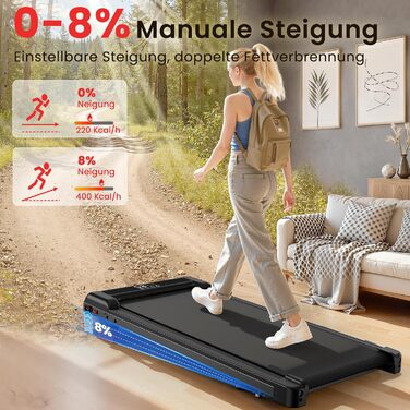 Бігова доріжка Walking Pad з нахилом для дому та офісу - електричний тренажер для ходьби, портативний Walkpad з LCD-дисплеєм, чорний