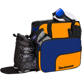 Чохол для лижних черевиків BRUBAKER з відділенням для шолома - Super Function. Сумка-рюкзак для лижних черевиків, синьо-помаранчевий колір