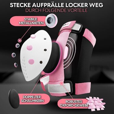 Захисний комплект SKATEWIZ для роликів і скейтборду L/XL, 6 шт, наколінники, налокітники, захист для зап'ясть, рожевий/білий, для дітей і дорослих