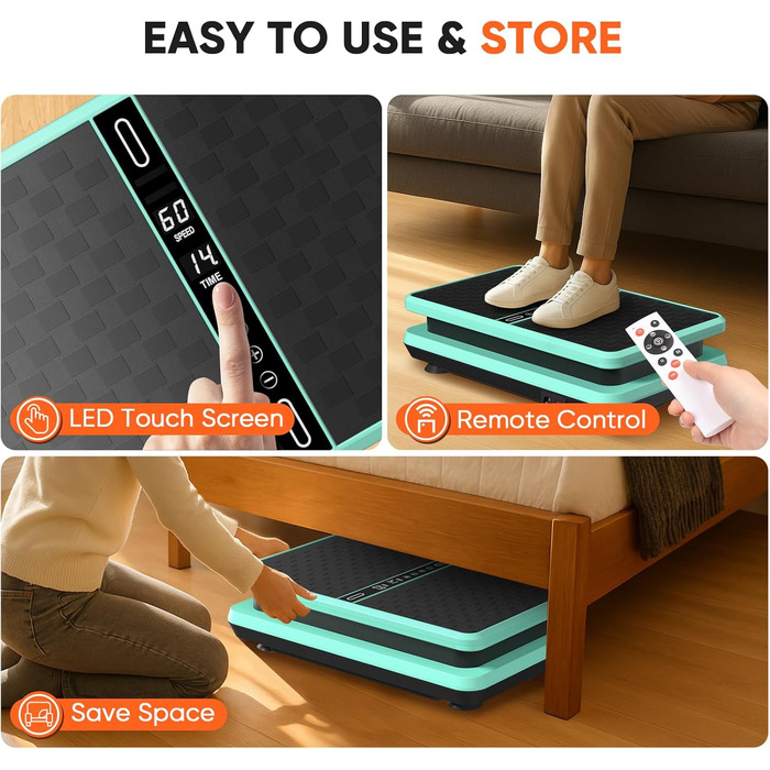 Вібраційна платформа для дому 2025: тренажер для схуднення та нарощування м'язів. Вібраційний тренажер для всього тіла, 99 рівнів інтенсивності, 58 см, до 150 кг