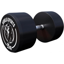 Гантель GORILLA SPORTS 35 кг, кругла, гума, чавунний сердечник, нековзна рукоятка, чорна