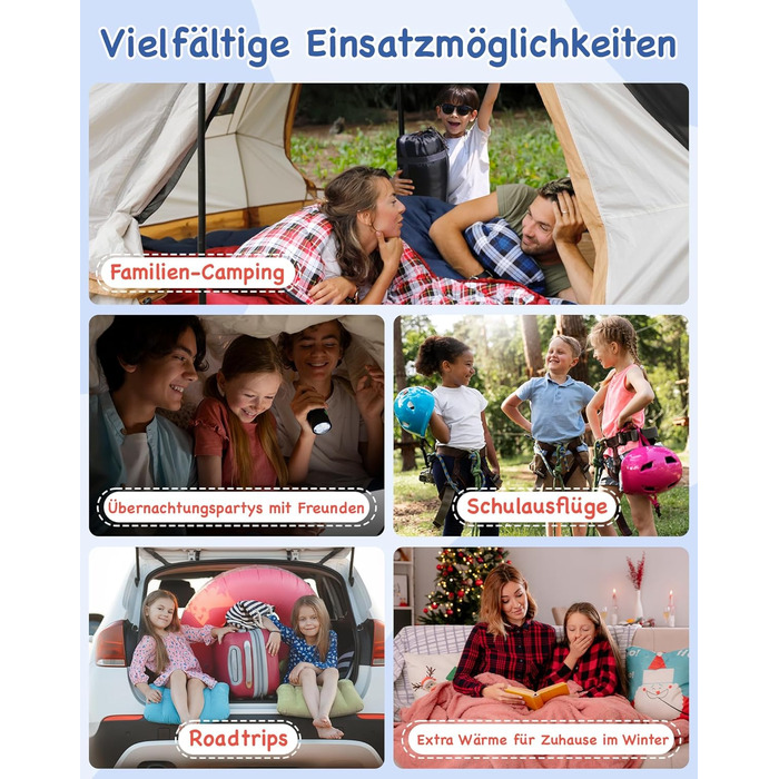 Спальний мішок дитячий KingCamp Flannel, 7°C, Navy, для дітей до 140 см, 4 сезони, водонепроникний, компактний