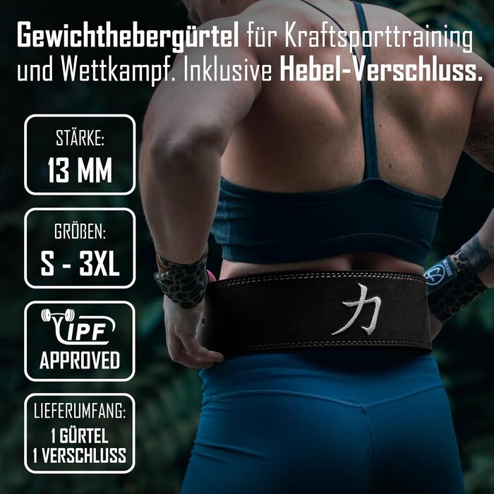 Пояс для пауерліфтингу Strength Shop 13мм з важільною пряжкою, IPF сертифікований, сталевий замок, чорний-білий, для підтримки спини й хребта, міцний шкіряний ремінь для тренувань