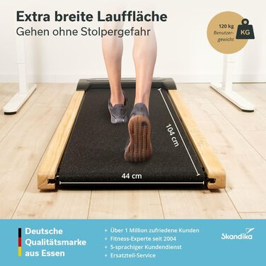 Бігова доріжка Skandika Walking Pad Nordik для дому, 6/12 км/год, LED-дисплей, пульт, регулювання нахилу, фітнес для офісу, натуральний дуб