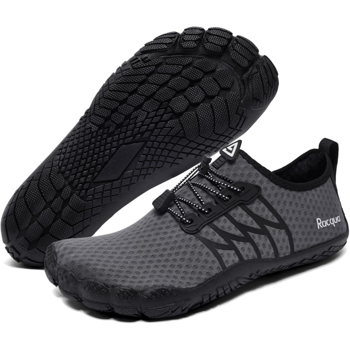 Водні черевики Raqua для жінок та чоловіків: дихаючі, швидковисихаючі, для басейну, пляжу та аквафітнесу (46 EU, Wz119 Grey)