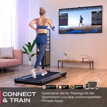 Складна бігова доріжка Sportstech sTread Fold Pro з нахилом до 11% та функцією підключення до додатку - для дому