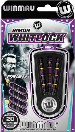 Професійний дартс-набір WINMAU Simon Whitlock 85% Pro-Series 18/20 г, м'які вістря, з крилами та стрижнями