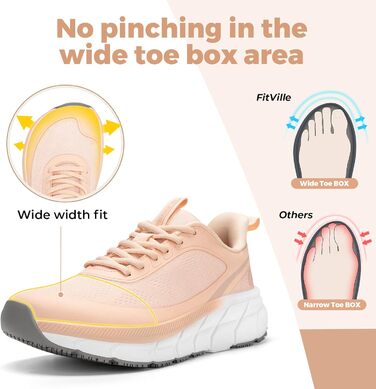 Жіночі кросівки для бігу FitVille з широкою стопою. Дихаючі спортивні кросівки, легкі, для ходьби, рожеві (35.5 EU)