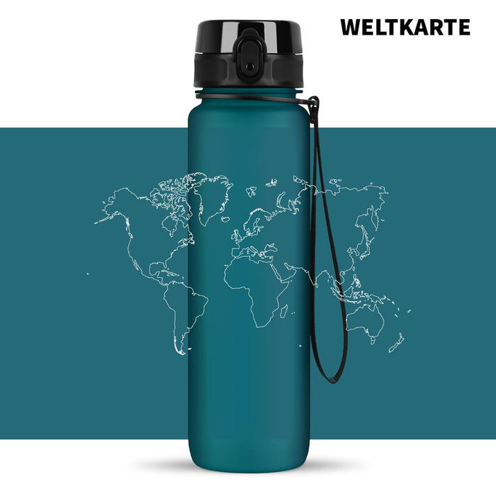 Бутилка для води 720°DGREE uberBottle 1 л з ситечком, зелена, Tritan, BPA-free, герметична, для спорту, фітнесу, університету, велоспорту, outdoor, багаторазова, Softtouch