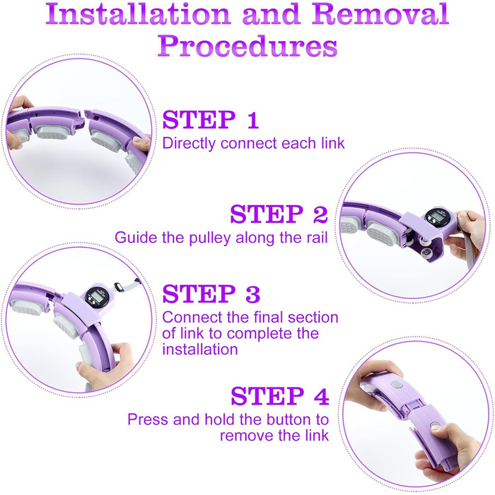 Розумний хулахуп для схуднення з обважнювачем та лічильником, 18 вузлів, розбірний, для жінок та чоловіків