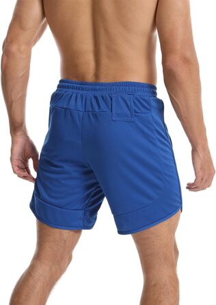 Спортивні шорти для бігу та фітнесу з блискавкою, Navy Blue (синій) з петлею для рушника (L, синій)