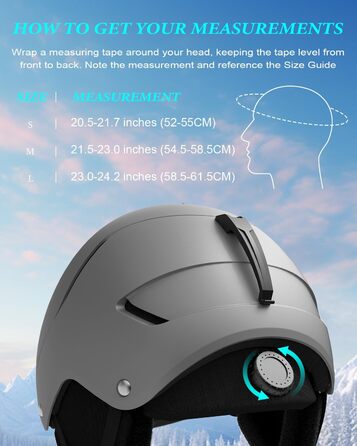 Шолом для сноуборду та лиж чоловічий/юнацький, регульований розмір, флусові навушники, вентиляційна система, сумісний зі склоначоком (Titanium metal ash, L)