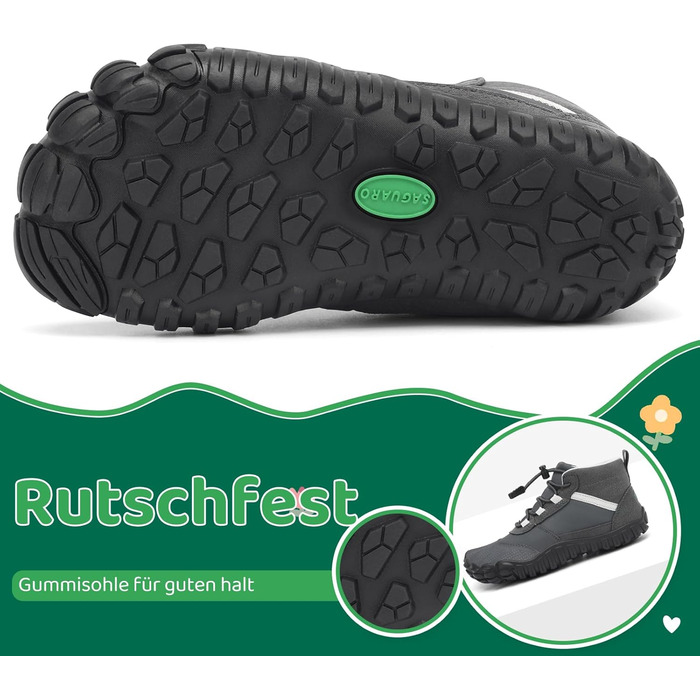 Дитячі шкарпетки-спортивні (Barfußschuhe) Saguaro для трекінгу та хайкінгу, легкі, м'які, дихаючі, антиковзкі, розмір 24-36 (34 EU), сірі
