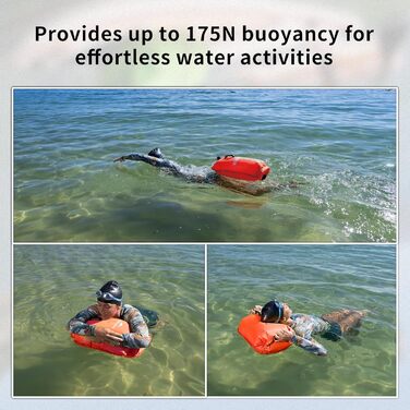 Надувна плавуча бойовка Naturehike 18L/25L з двома повітряними камерами, водонепроникний мішок, пляжна сумка з регульованим поясом для плавання та відпочинку на пляжі (Помаранчевий)