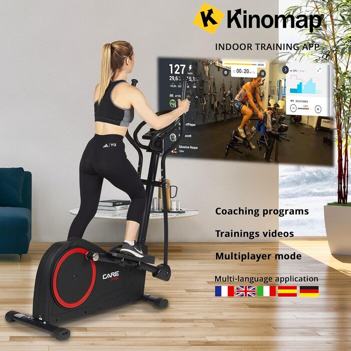 Еліптичний тренажер Care Fitness CE-685 з 24 програмами, моторизованим опором, LCD-дисплеєм і Bluetooth для Kinomap