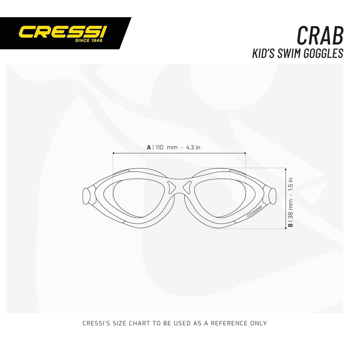 Маска для плавання Cressi Crab (Краб) для хлопчиків 2-7 років, прозора блакитна лінза - Made in Italy