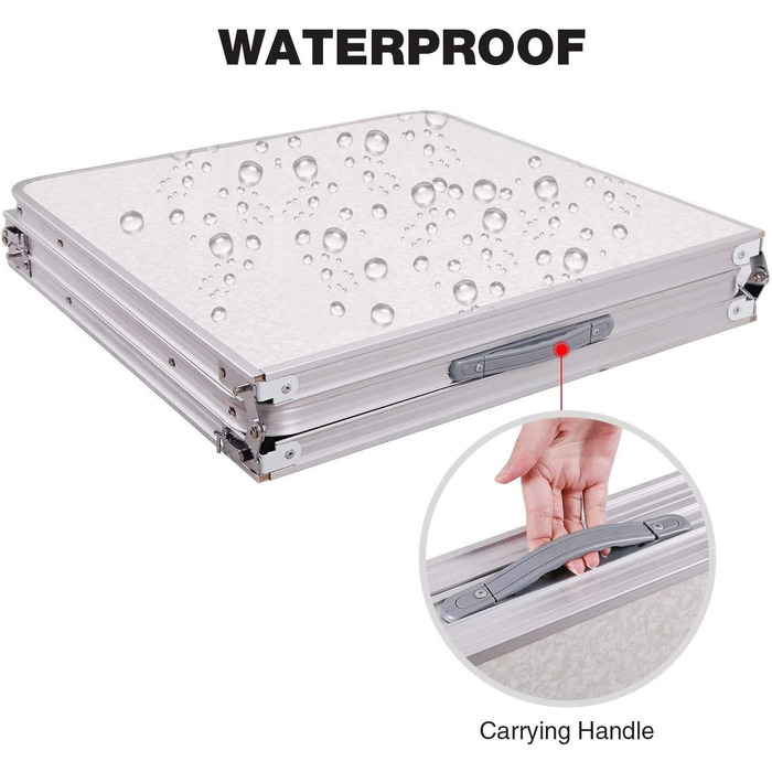 Складаний столик 60 см, портативний, для кемпінгу та пікніків, сад, на вулицю, регульована висота, алюмінієвий каркас, 60 x 45 x 25,9 см (Д x Ш x В)