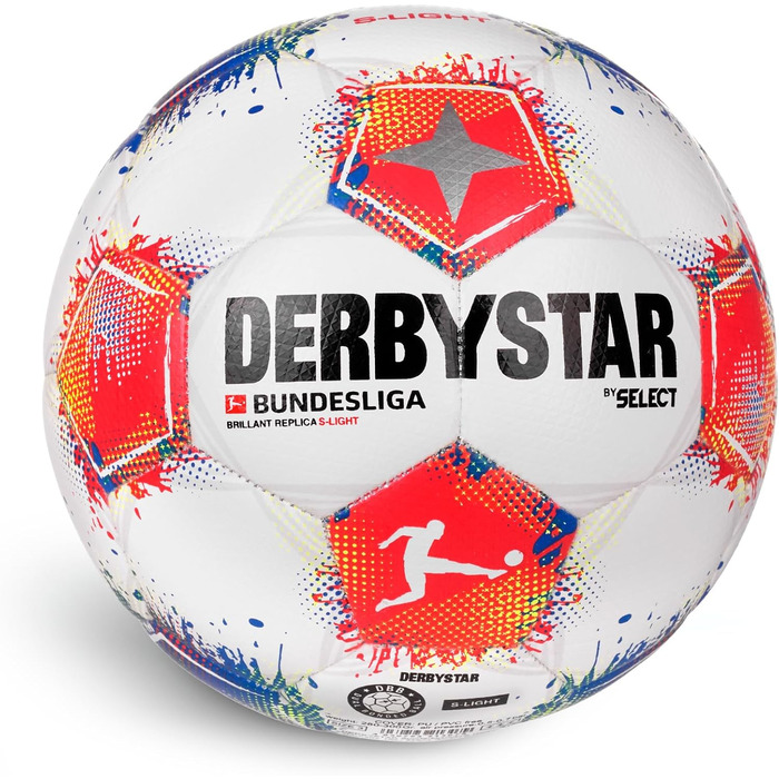М'яч футбольний Derbystar Bundesliga Brillant Replica S-Light, 5 шт., білий, синій, червоний