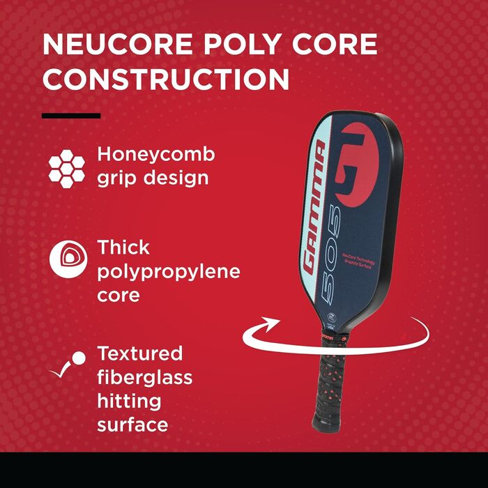 Падл для піклболу GAMMA Sports NeuCore, графітовий, з рельєфною поверхнею для потужної гри, зручна ручка