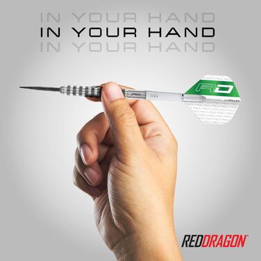 Дротики для дартсу Red Dragon Javelin Premium, вольфрамові, 26 г, 2 шт, стіл-тіп, з оперенням і хвостовиками