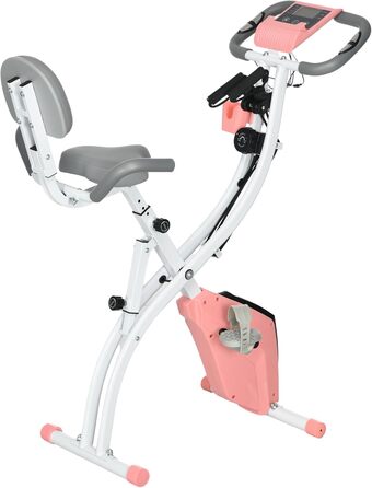 HOMCOM Велотренажер X-Bike 2-в-1, складаний, LCD-дисплей, 8-рівневий магнітний опір, сталева рама, з еспандерами, 105x48x118 см