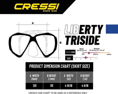 Маска для снорклінгу Cressi Liberty (2/3 скла) - чорний/червоний/срібний