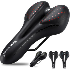 Комфортний велосипедний сідло LuTuo для чоловіків та жінок, м'яке гелеве сідло, ергономічне, спортивне, для туризму, з підкладкою для гірського велосипеда, шосе, BMX, Dirt, MTB, City, E-bike (червоний)
