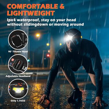 LED налобний ліхтар з акумулятором, 2 шт., 2000 люменів, супер яскравий, сенсор, 14 режимів, водонепроникний, легкий, для риболовлі, бігу, кемпінгу