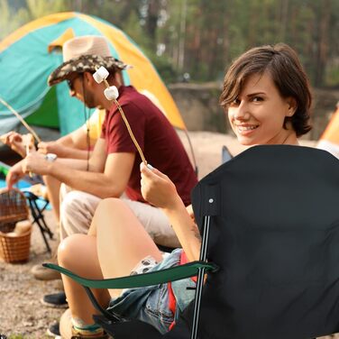 Зручний складаний стілець для кемпінгу Outtec, 130 кг, з високою спинкою, підсклянник, сумка, риболовний стілець, зелений