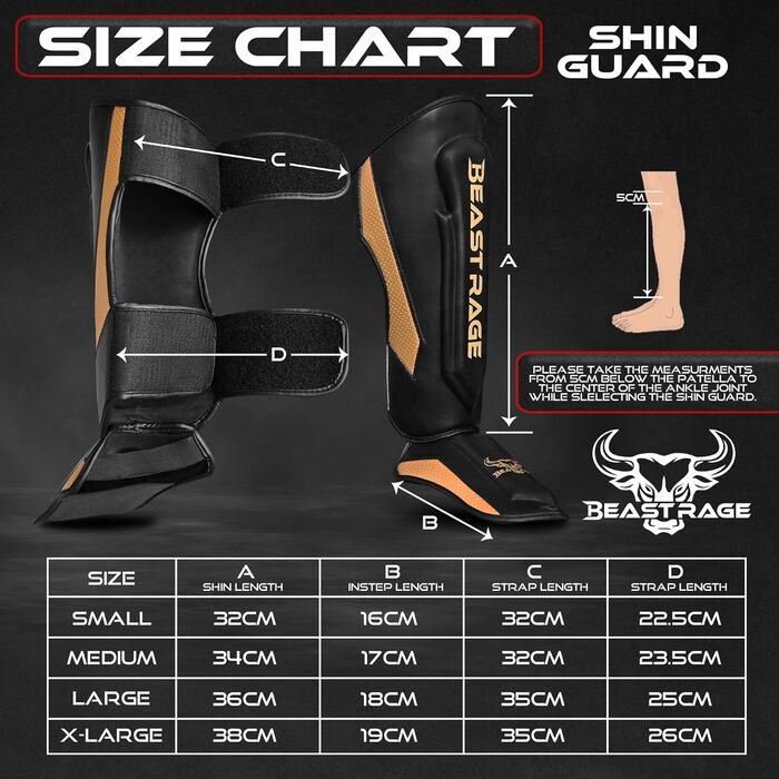 Нагороники для ніг BEAT RAGE для кікбоксингу, муай-тай, ММА, BJJ, карате, тхеквондо (золотий)